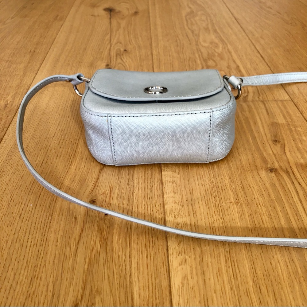 Oroton Metier mini crossbody bag in silver saffiano leather - Picture 5 of 9